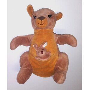 Kangaroo w/baby in pouch stuffed animal plush Joey Very Soft brown 14"x11" LARGE